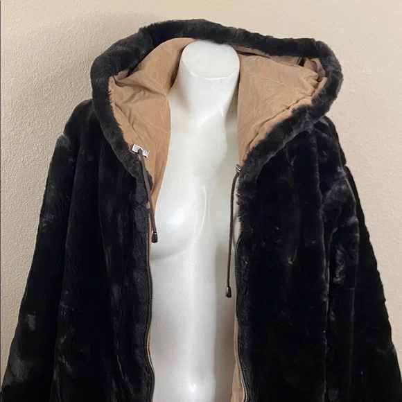 Jones New York heavy reversible faux fur outdoor long hooded coat 3X ❤️🏂❄️ - Picture 3 of 12